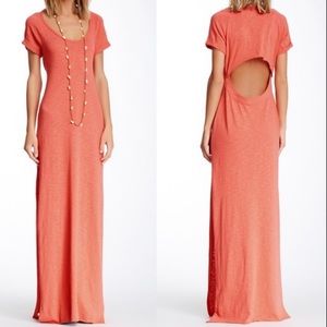 Women’s Coral Cutout Back Maxi Dress